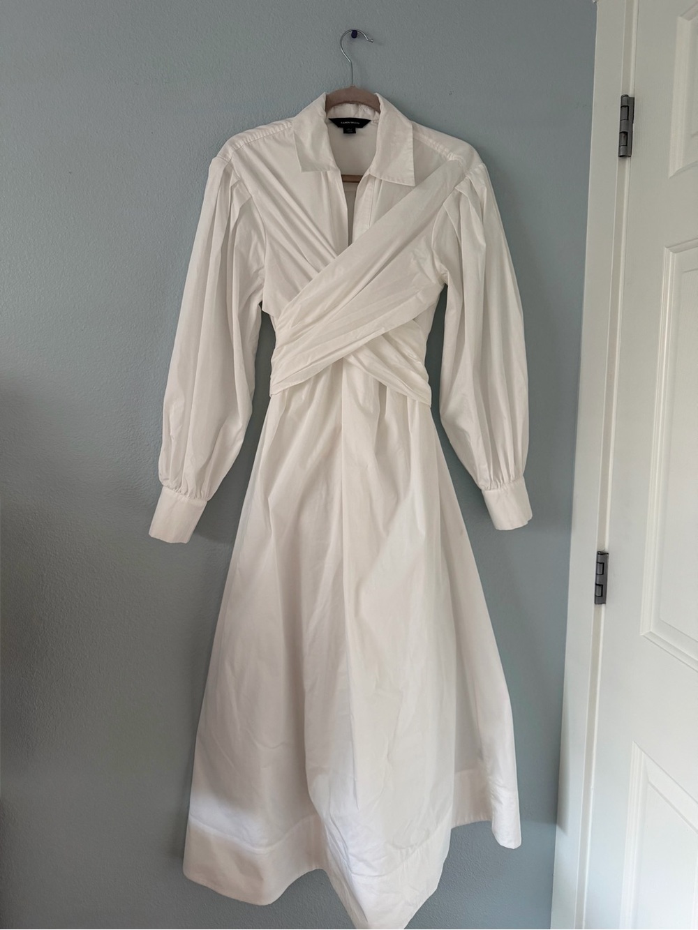 Karen Millen White Wrap-Detail Midi Dress